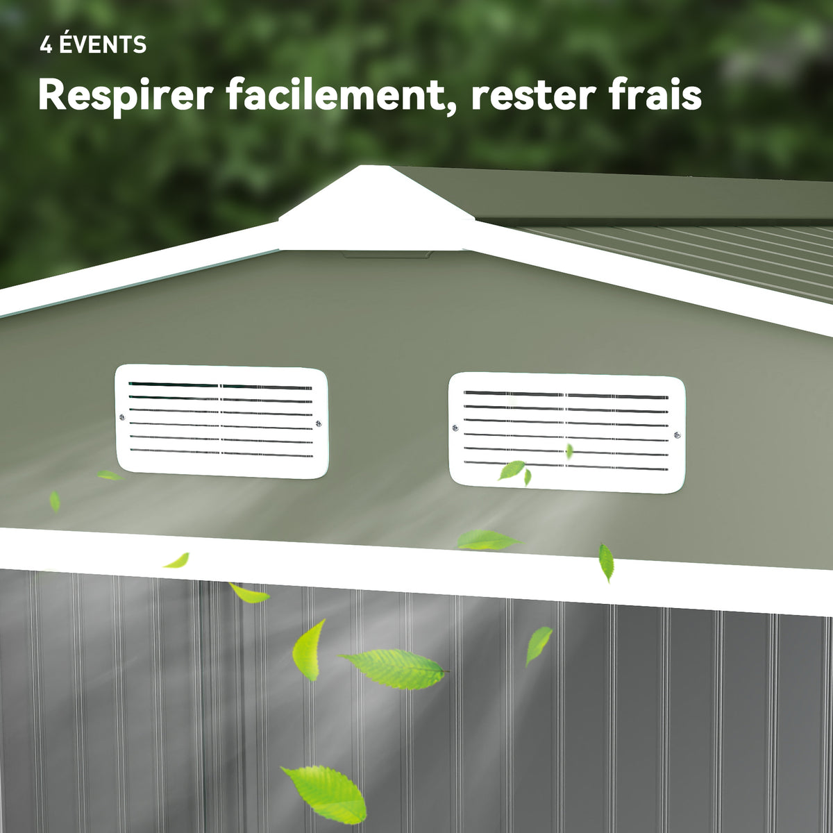 Abri de jardin 5,4 m² 2,77 x 1,95 x 1,92 m kit de fondation porte coulissante ventilations acier galvanisé, vert clair-9