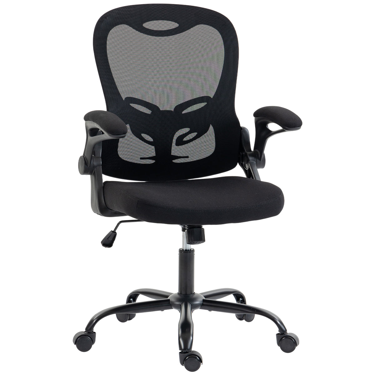 Chaise Bureau Ergonomique, Fauteuil de Bureau Maille, Accoudoirs Relevables, Hauteur Réglable, Fonction Bascule, Noir-0