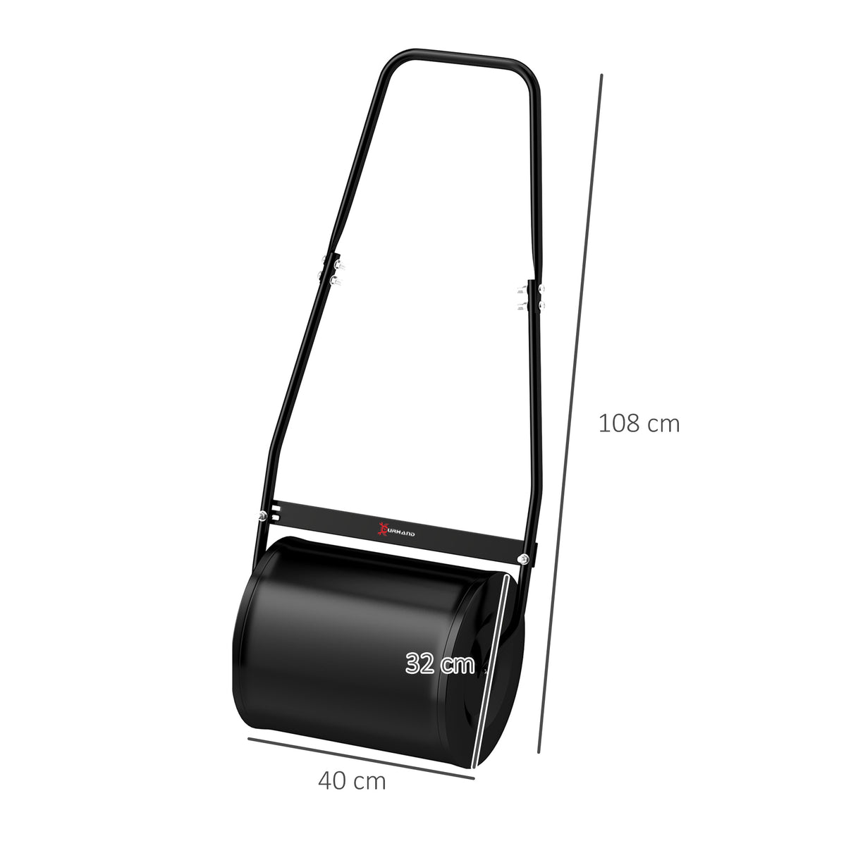Rouleau à Gazon Jardin en Acier avec poignée dim. 47L x 32l x 105H cm lestage Max. 30 L Noir-2