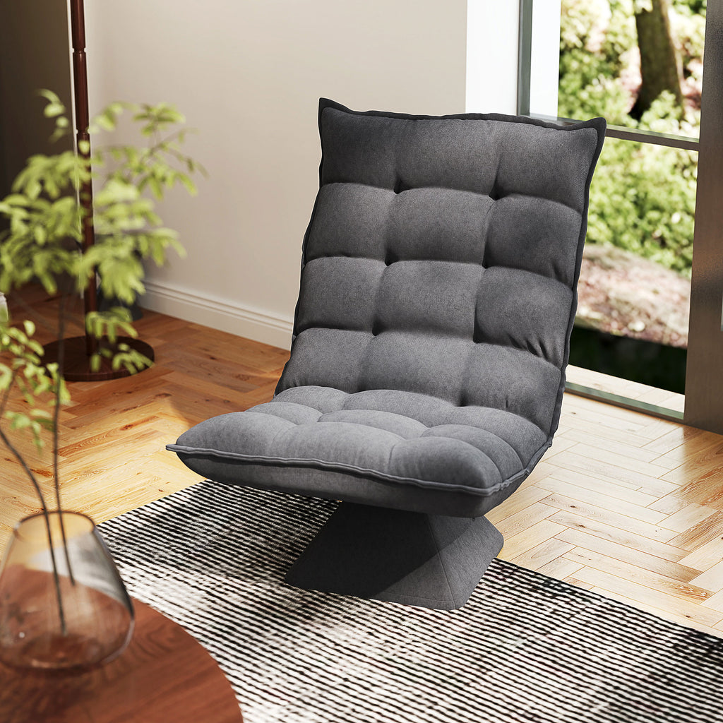 Fauteuil relax fauteuil salon design capitonné inclinaison dossier réglable pivotant 360° gris chiné-9