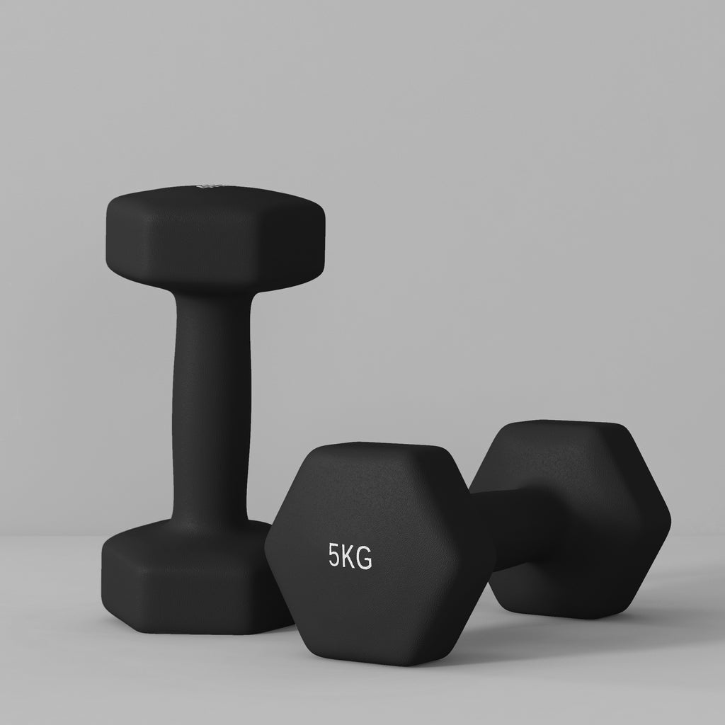 Lot de 2 haltères hexagonales avec poignée antidérapante pour l'entraînement à la maison, 2 x 5kg, noir-7