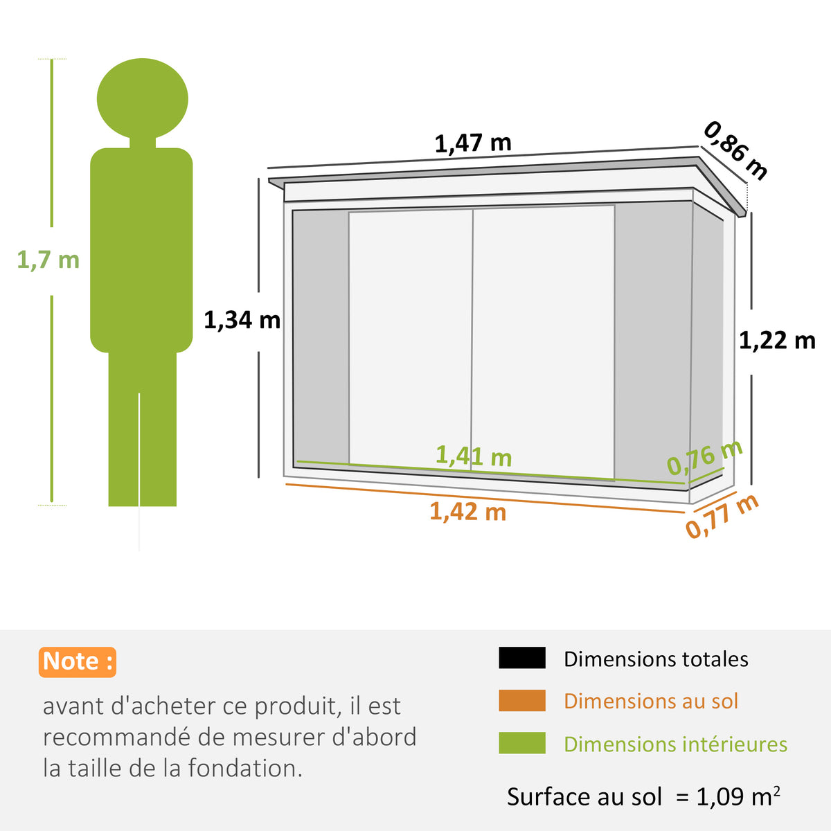Abri de Jardin - cabane de jardin 1,09 m² - cabanon rangement outils 2 Portes verrouillables - dim. 147L x 86l x 134H cm - tôle d'acier Noir Blanc-2
