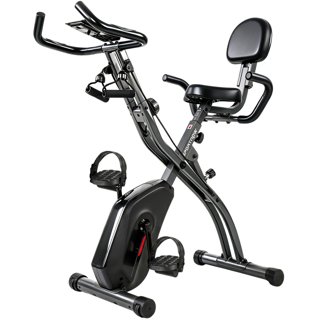 Vélo d'Appartement Pliable Vélo de Fitness 4 en 1 Silencieux Connecté Kinomap Bluetooth et Zwift 105x53,5x109cm Noir-0
