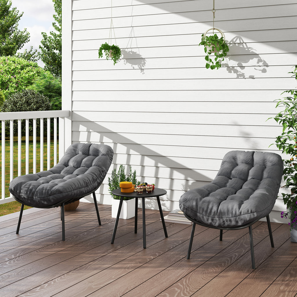 Salon de Jardin extérieur en résine tressée 2 personnes ensemble de meubles de jardin coussins de 15 cm d'épaisseur gris-9
