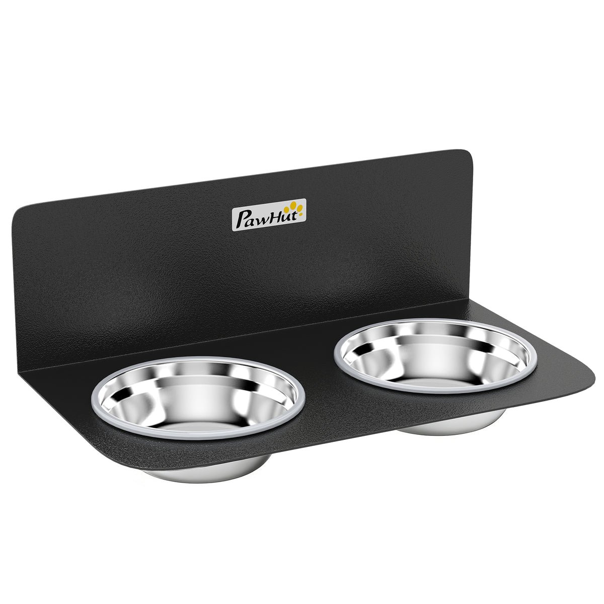 Gamelle Bol pour Chien Double Gamelle Support Mural 2 Bols Acier Inox 800ml Hauteur Réglable 42x23,5x14cm Noir-0