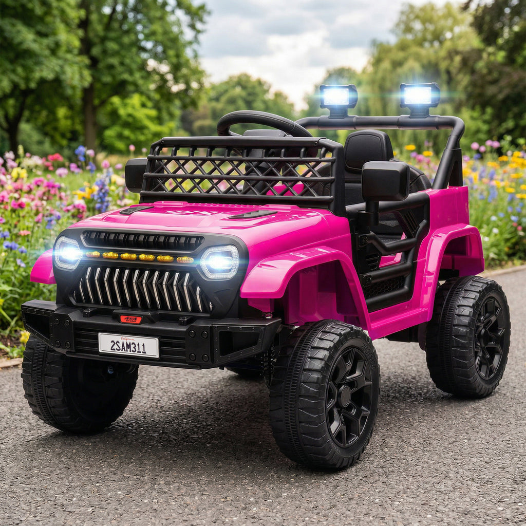 Voiture électrique enfant 4x4 télécommande 2,4Ghz, 2 moteurs 12 V, vitesse réglable, musique, klaxon, lumières LED, noir-1