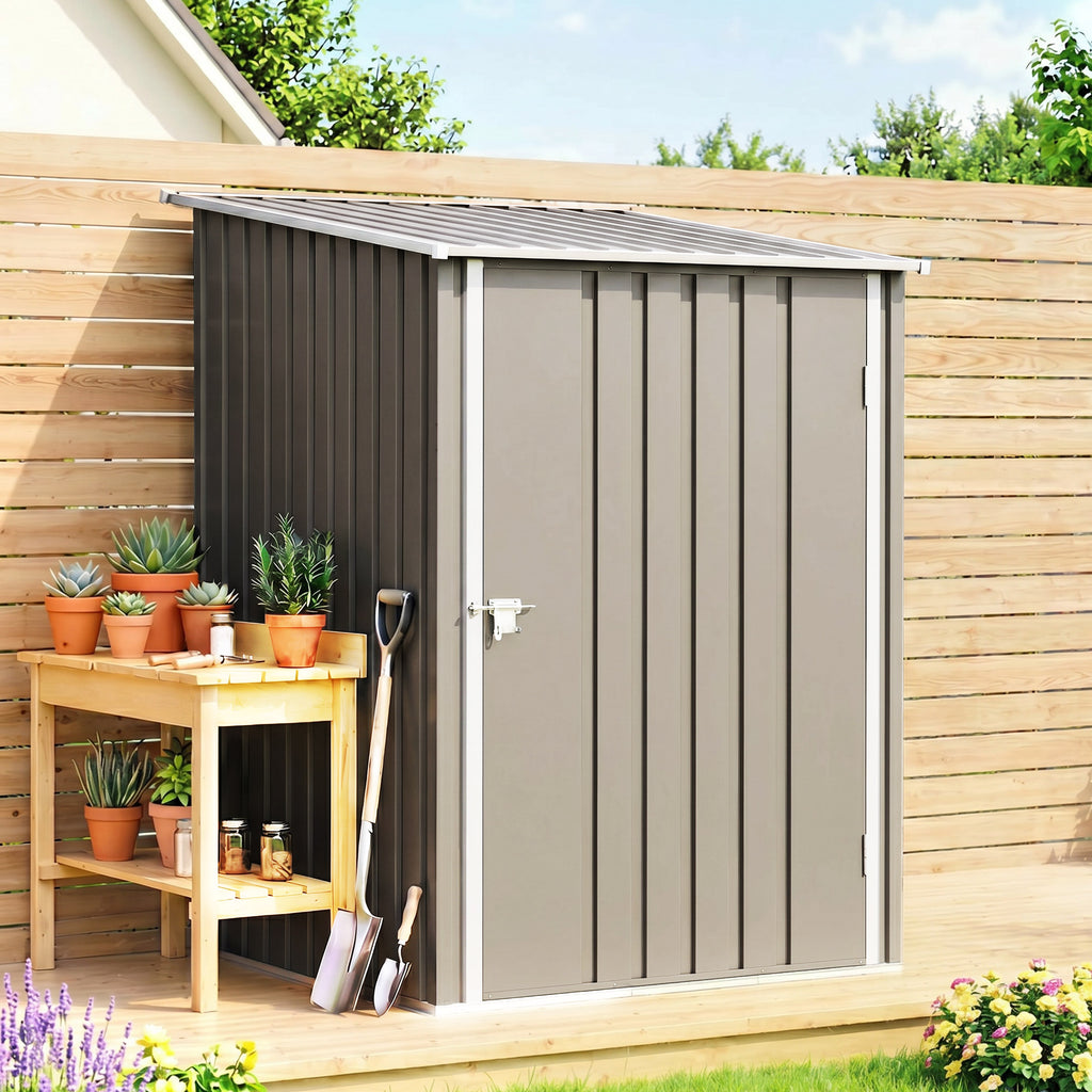 Abri de Jardin 1m² - Remise pour Outils - cabanon Porte verrouillable - dim. 1L x 1,03l x 1,6H m - tôle d'acier ondulée-1