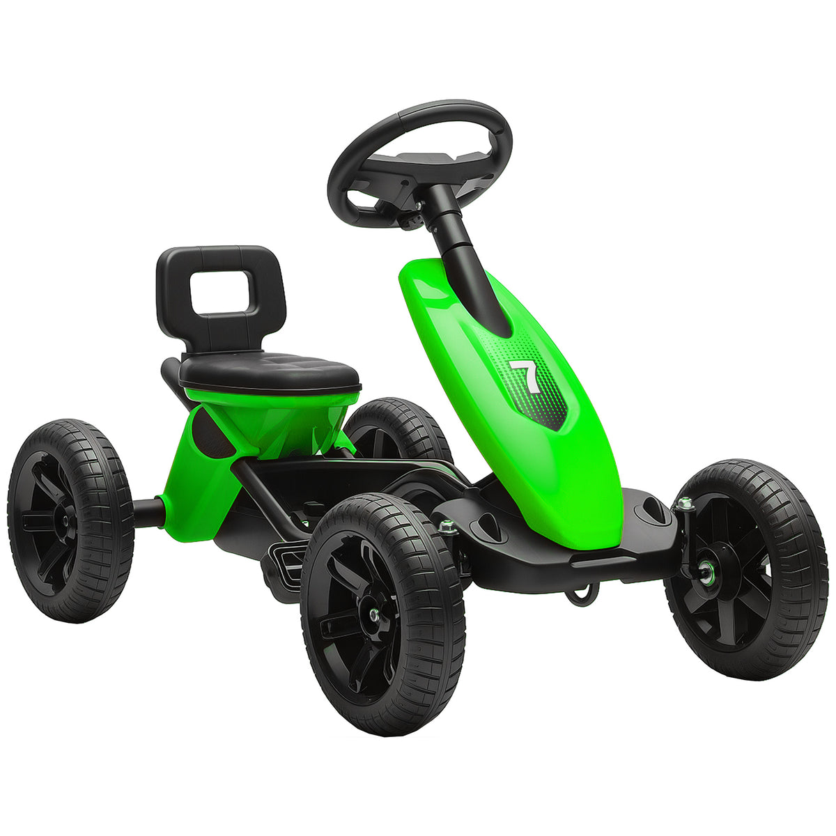 Kart à pédales pour enfants, karting enfant de 2 à 5 ans avec roues EVA silencieux, avancer et reculer, vert-0