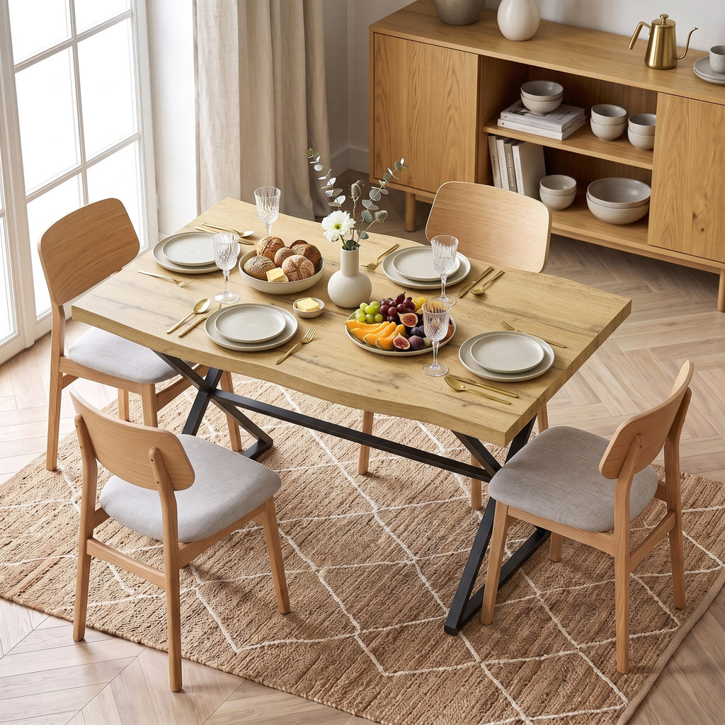Table à Manger pour 2 Personnes, Table de Cuisine, Style Moderne avec Plateau Épais, 110 x 67 x 75,5 cm, Noir et Chêne-8