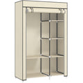 Armoire penderie en tissu meuble de rangement tringle à vêtements et étagères ouvertes 103x43x162,5cm crème-0