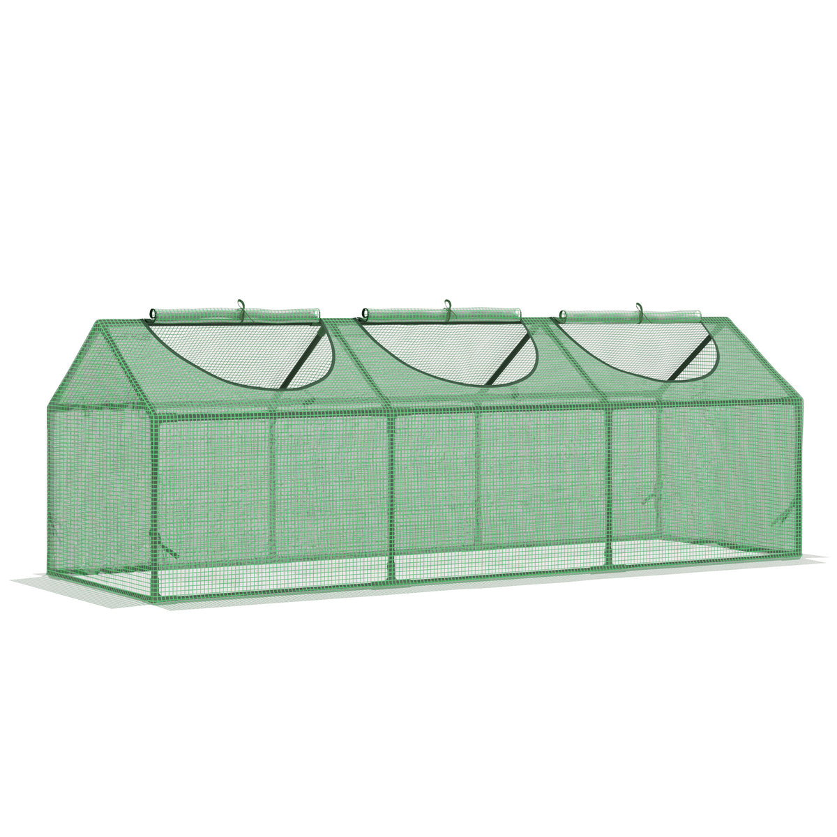 Serre de jardin mini serre 3 fenêtres enroulables couverture en PE haute densité 140 g/m² 180 x 60 x 60 cm vert foncé-0