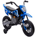Moto électrique pour enfant moto cross pour enfants de 3 à 6 ans 2 moteurs 12V vitesse 5 km/h 109,5x60x72,5cm bleu-0