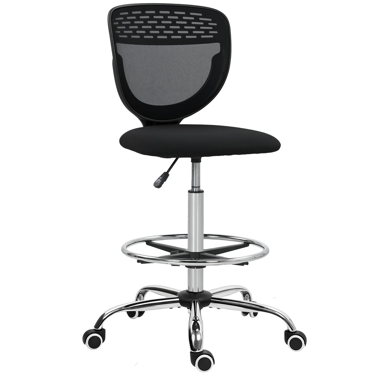 Chaise de bureau ergonomique en maille, chaise de dessin, hauteur et repose-pieds réglable, 59 x 59 x 106-126 cm, noir-0