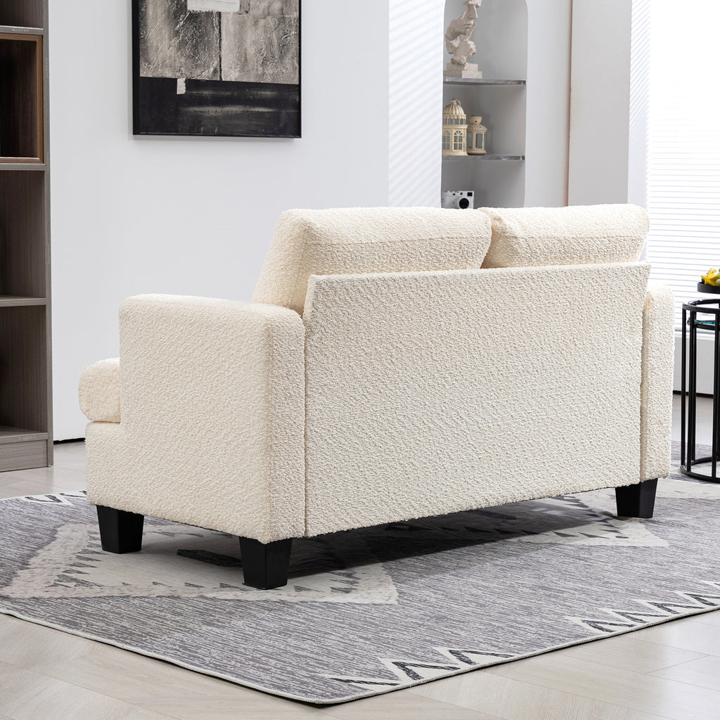 Canapé 2 places 120 cm avec coussins de dossier amovibles, tissu chenille pour salon, chambre, bureau, beige-7