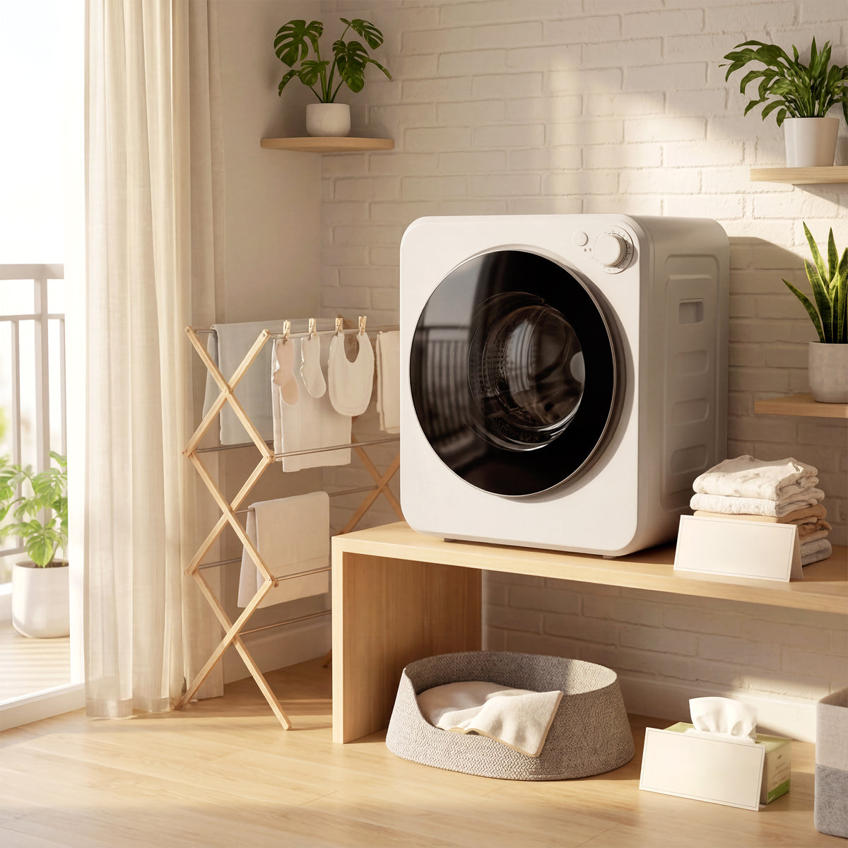 Sèche-linge à évacuation portable 2,5 Kg, sèche-linge électrique 400/800 W, 5 modes de séchage, 48 x 44 x 57 cm, blanc-8