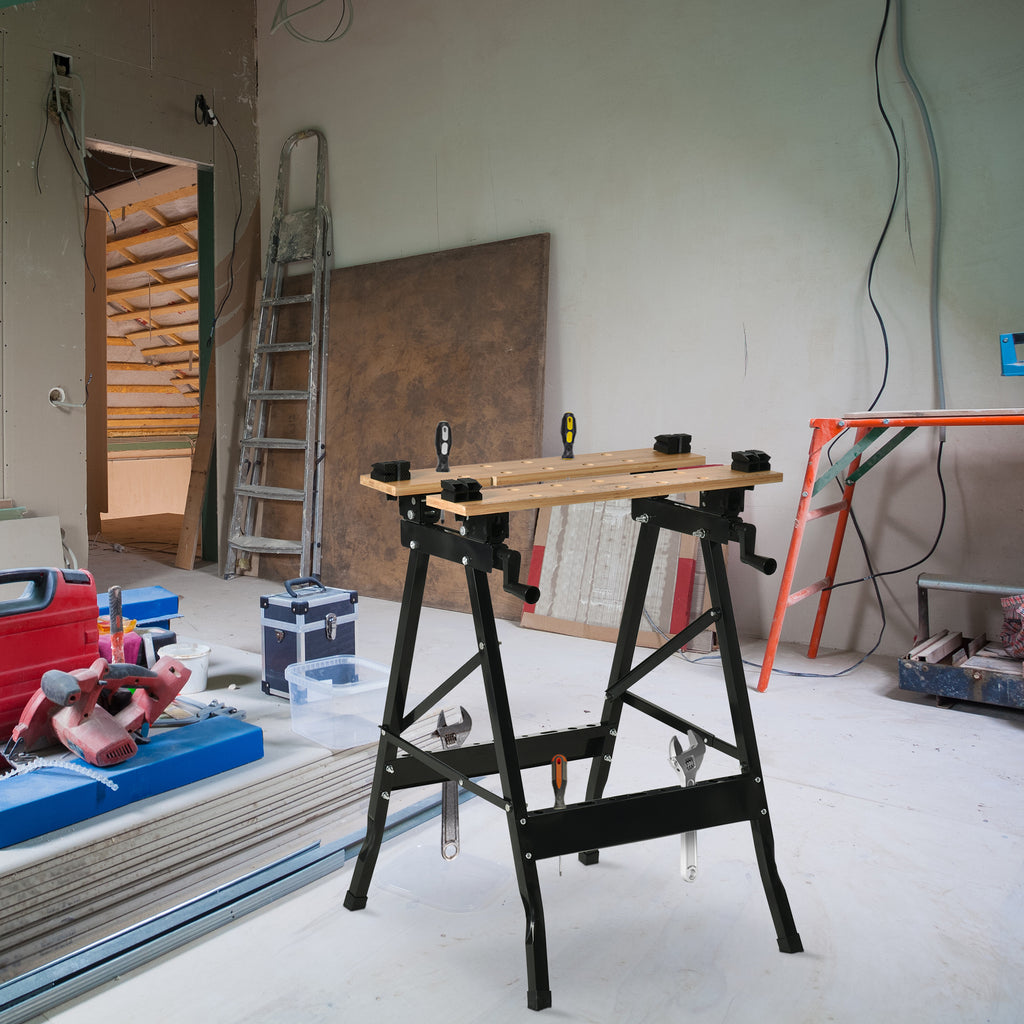 Établi pliant établi de serrage avec 4 serre-joints table de travail, charge 150 kg, 63,5x60,5x78cm, noir-1
