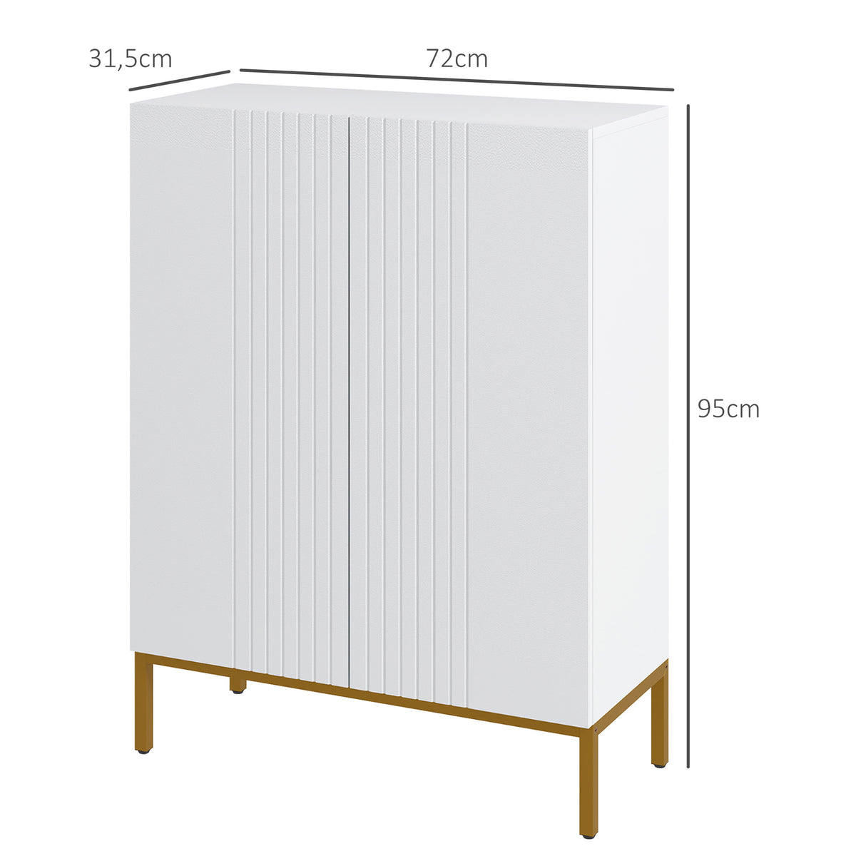 Meuble à chaussures 20 paires, armoire à chaussures moderne avec portes à fermeture douce, étagères réglables, blanc-2
