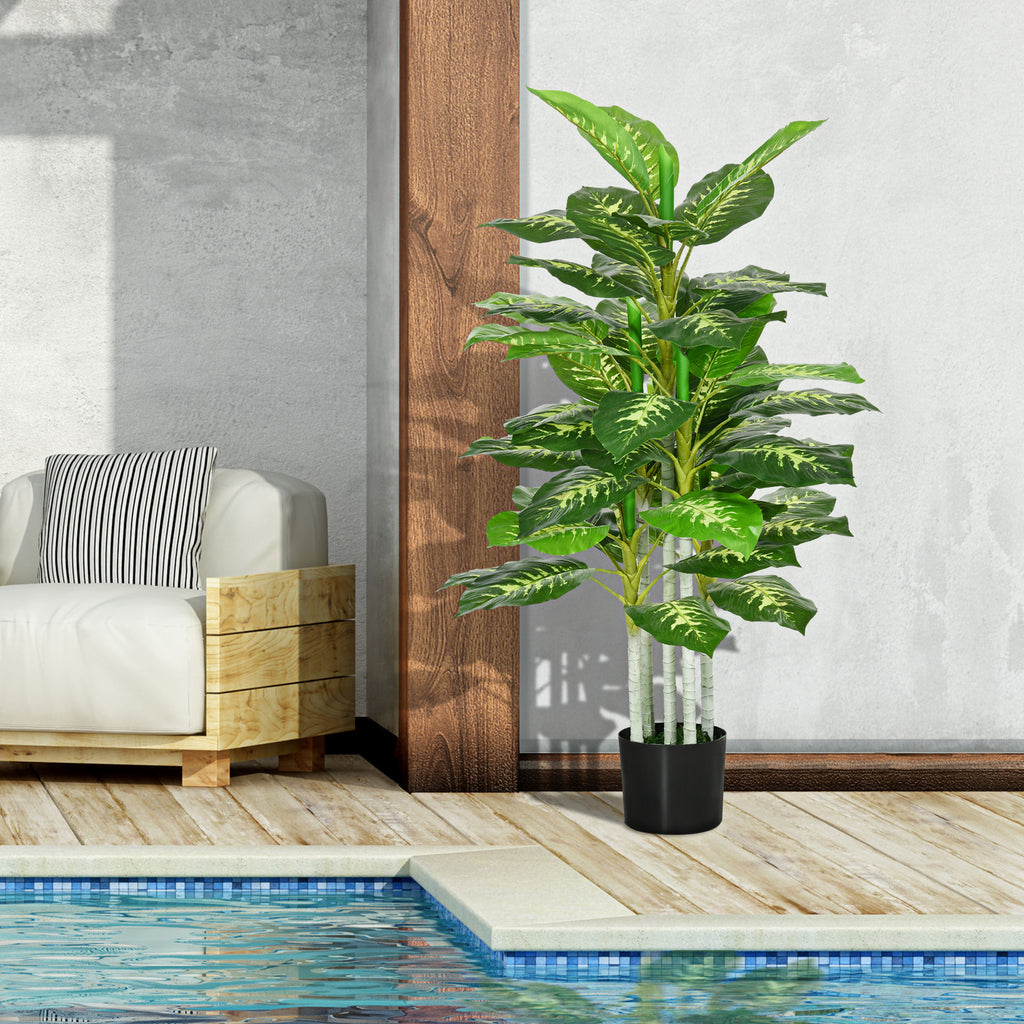 Plante artificielle calathea hauteur 120 cm pot ciment 53 feuilles - intérieur-3