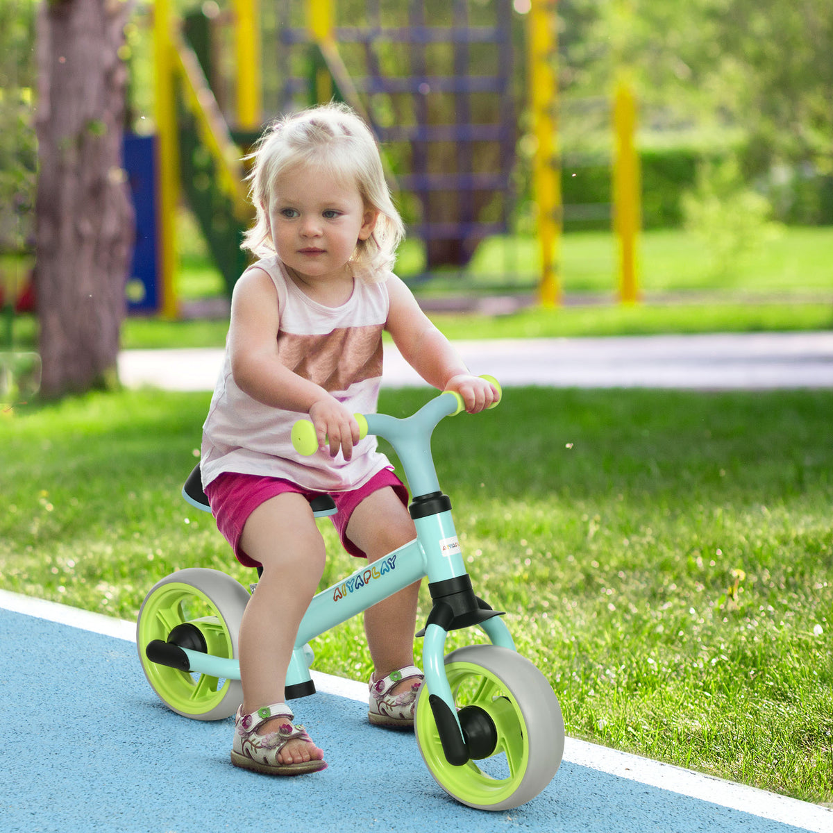 Vélo d'équilibre pour bébé siège réglable roues EVA jouet enfant pour bébé 18-48 mois pour garçons et filles vert-9