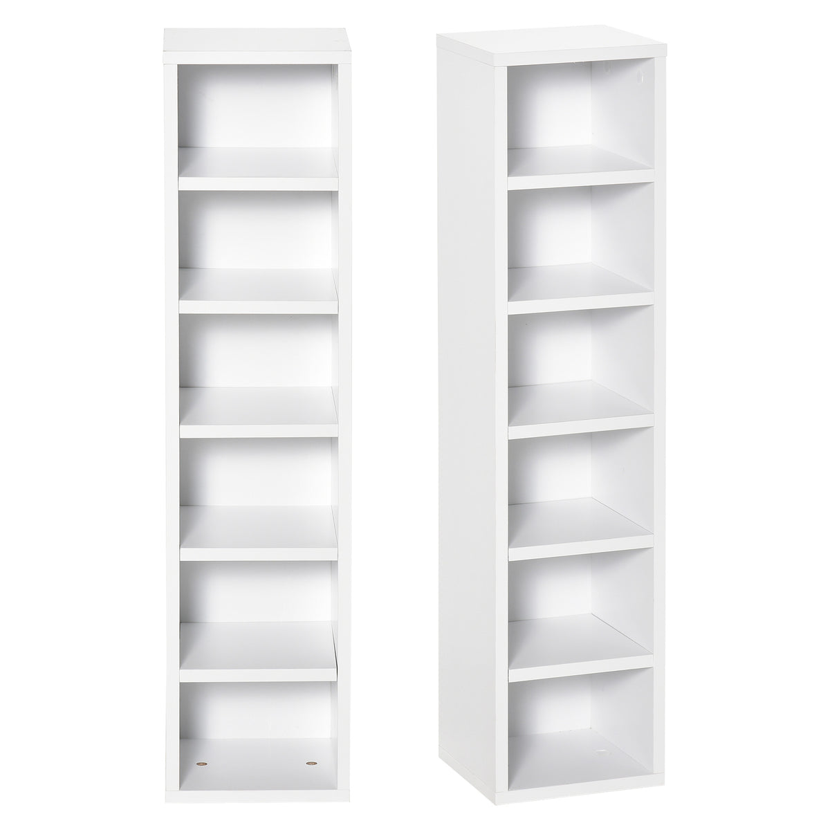 Lot de 2 étagères colonnes Armoire de Rangement CD-DVD 6 + 6 Compartiments dim. 21L x 19l x 88H cm capacité Max. 160 CD Blanc-0