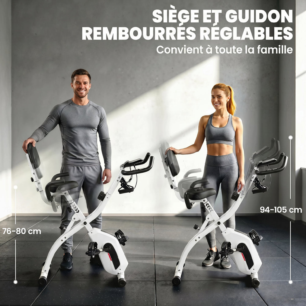 Vélo d'Appartement Pliable Vélo de Fitness 3 en 1 Silencieux Connecté Kinomap Bluetooth et Zwift 105x53,5x109cm Blanc-6