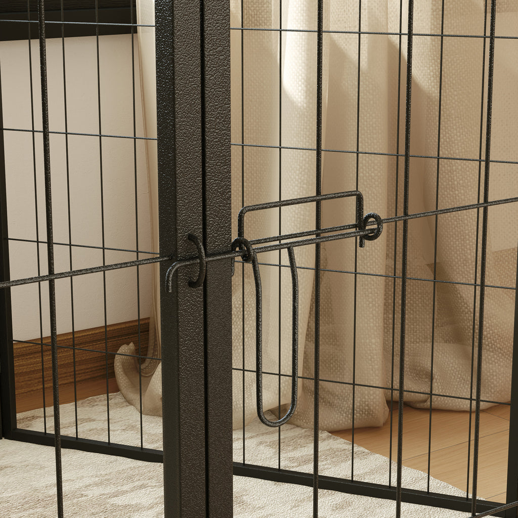 Parc pour chien, enclos chien 6 panneaux modulable et pliable, portable en acier avec porte 80 x 100 gris-8