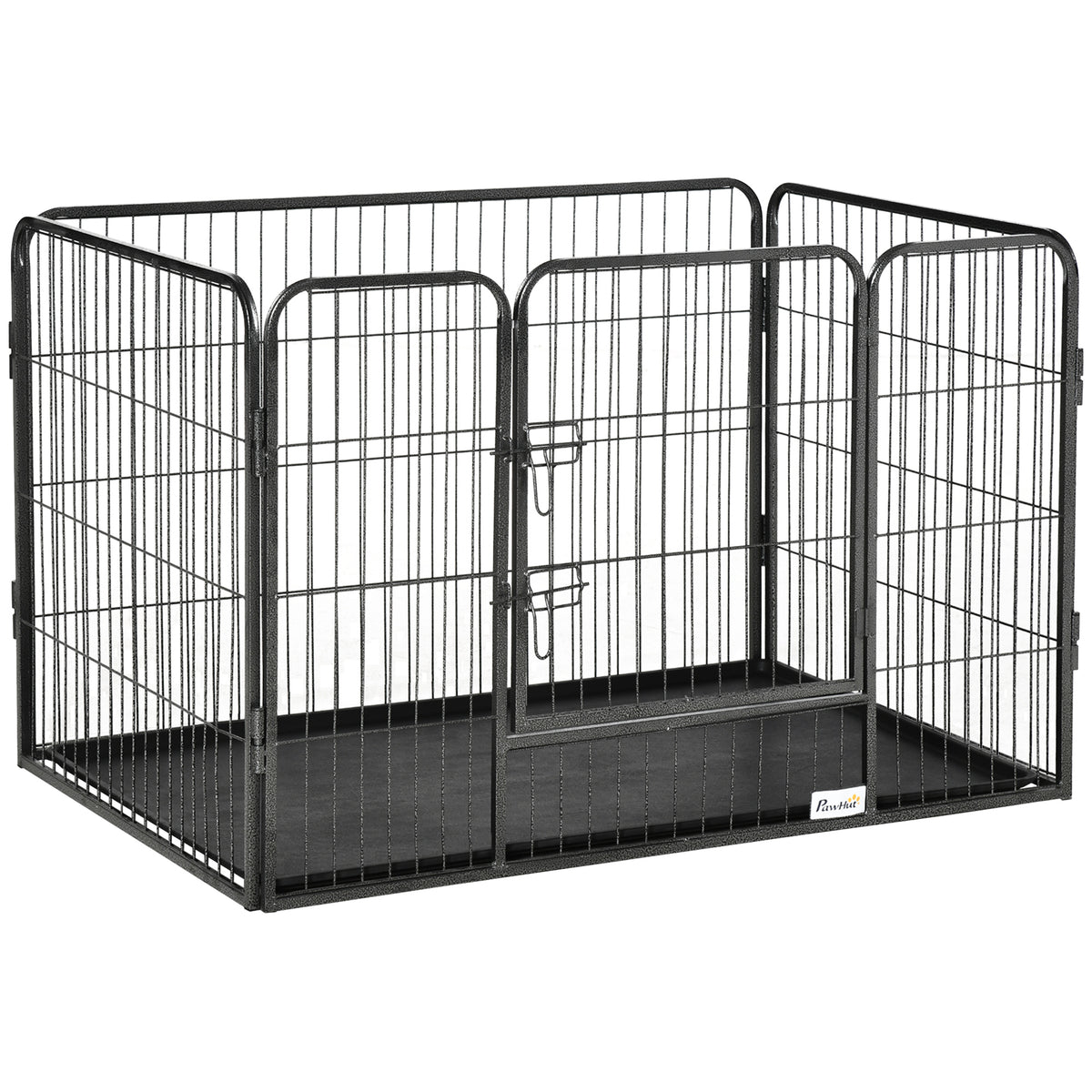 Enclos parc pour chien 4 panneaux en métal grillagé avec Porte Verrouillable, dim. 109L x 74l x 71H cm-0