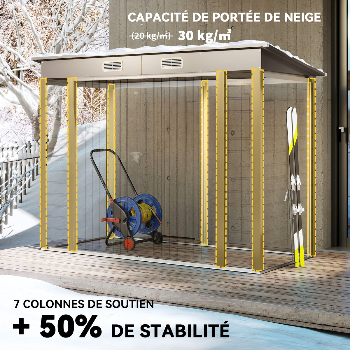 Abri de jardin en métal 3 m² facile à monter, cabane de jardin structure en acier galvanisé améliorée gris clair-4