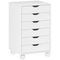 Caisson de Bureau Mobile 6 Tiroirs Silencieux, Support d'Imprimante, Poignées Encastrées, 40 x 35 x 63 cm, blanc-0