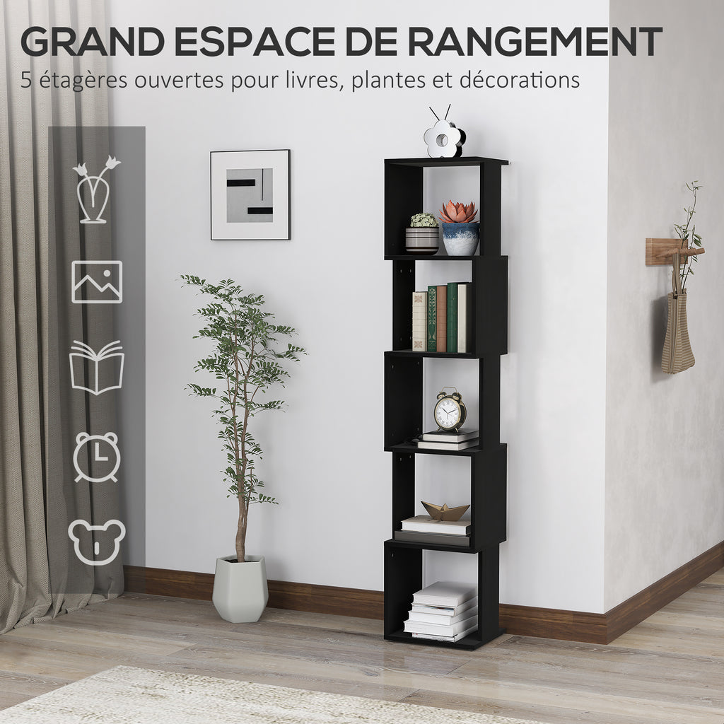 Bibliothèque étagère Design Moderne à 5 Niveaux – Rangement Pratique pour Maison ou Bureau, noir-4