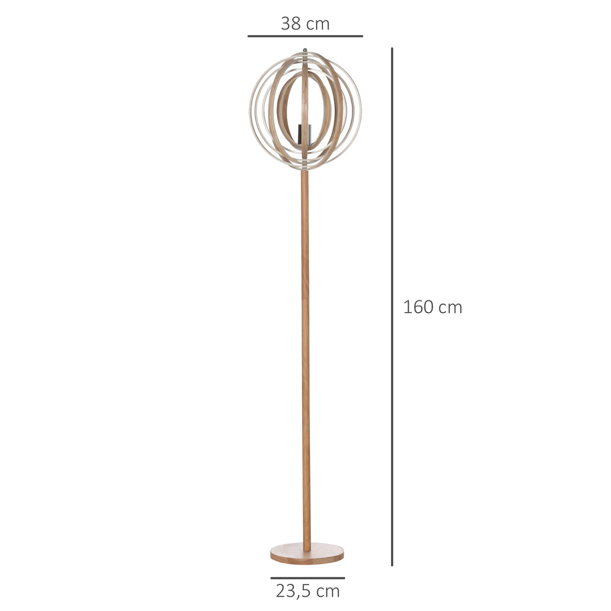 Lampadaire sur Pied Circulaire 40 W Max. Abat-Jour bois naturel clair dim. Ø 38 x 160 cm-2
