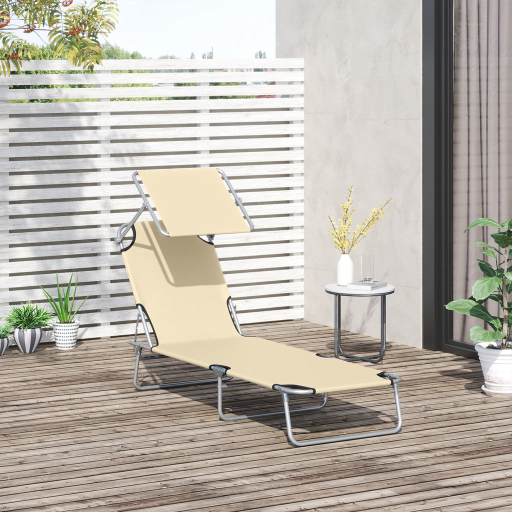 Transat Bain de Soleil Pliable Chaise Longue Pliante Dossier Inclinable Multi-positions et Pare-Soleil réglable-1