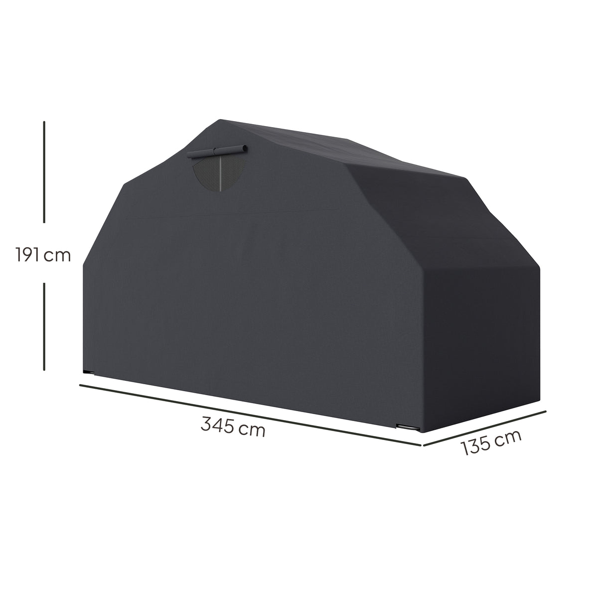 Abri de moto extérieur tente à moto housse de protection en tissu Oxford, 2 fenêtres, 345 x 135 x 191 cm, noir-2
