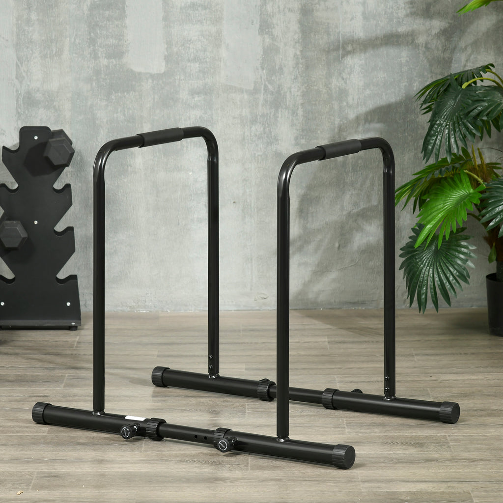 Dips Barre Parallèle Station de Musculation en Acier, Hauteur et Espacement Réglables, 90-102x65x80-90cm, Noir-7