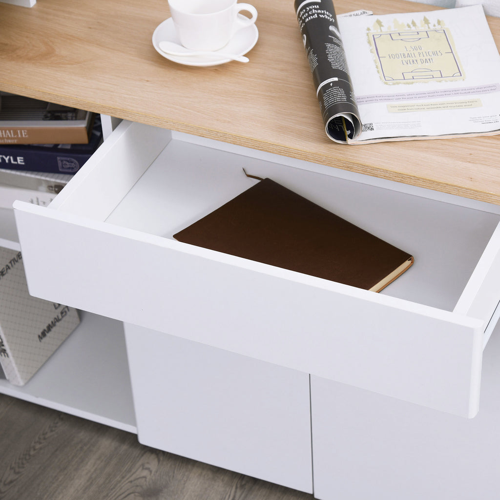 Bureau informatique multimédia modulable multi-rangements double niche + tiroir et placard en bois-6
