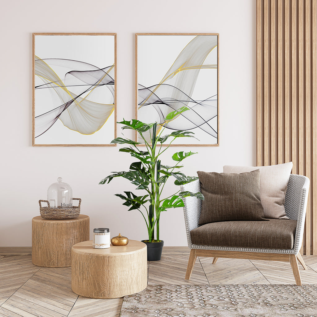 Plante artificielle modèle Monstera avec 21 feuilles en pot ciment, intérieur ou extérieur, dim. Ø16 x 100H cm-9