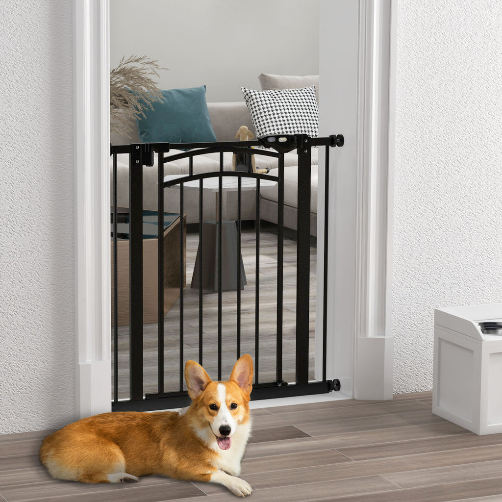 Barrière de sécurité pour chien barrière d'escalier extensible double verrouillage 74-80 x 76 cm noir-1