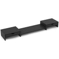 Rehausseur Écran PC Bureau, Support d'Écran d'Ordinateur de 60-116 cm avec 2 Tiroirs, Longueur et Angle Réglables Noir-0