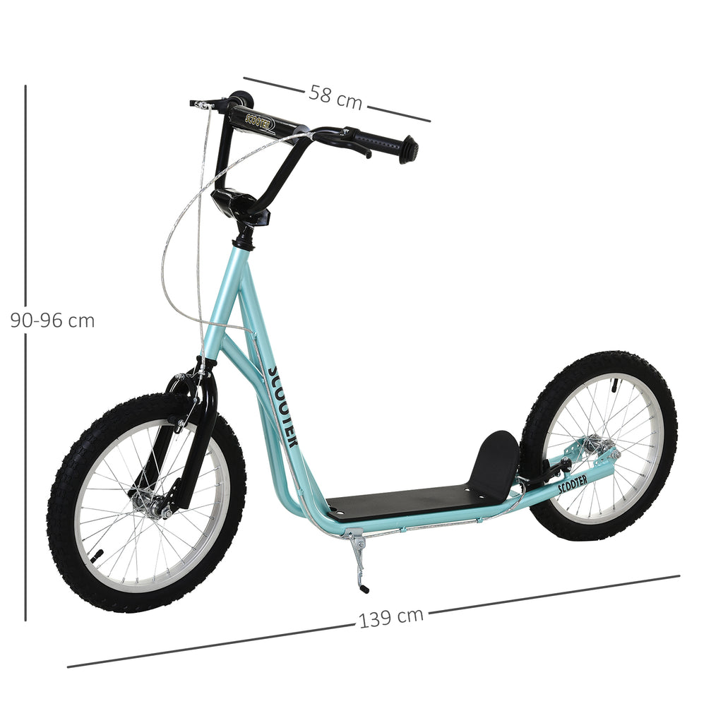 Trottinette patinette pour Enfants à partir de 5 Ans Grands pneus en Caoutchouc Guidon réglable poignée Frein et béquille Acier Charge max. 100 Kg Bleu-2