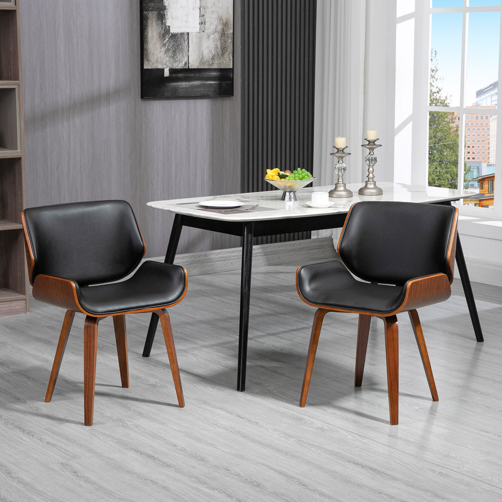 Lot de 2 chaises de salle à manger style vintage assise revêtement synthétique 53l x 54P x 81H cm noir marron-9