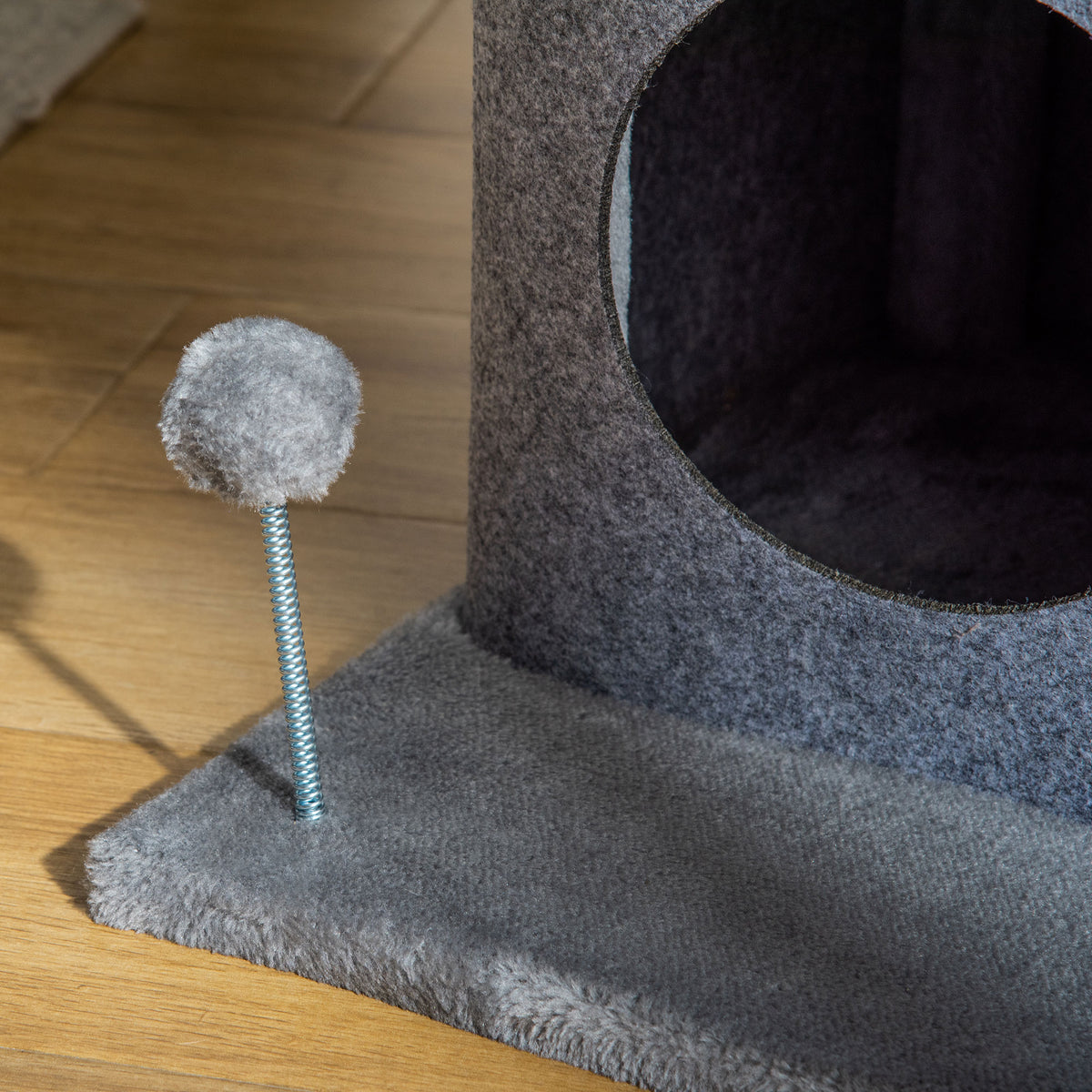 Arbre à chats design cosy chic multi-équipements centre d'activités niches plateformes lit jeu boule feutres amovibles lavables panneaux de particules peluche courte 48 x 48 x 100 cm gris-7