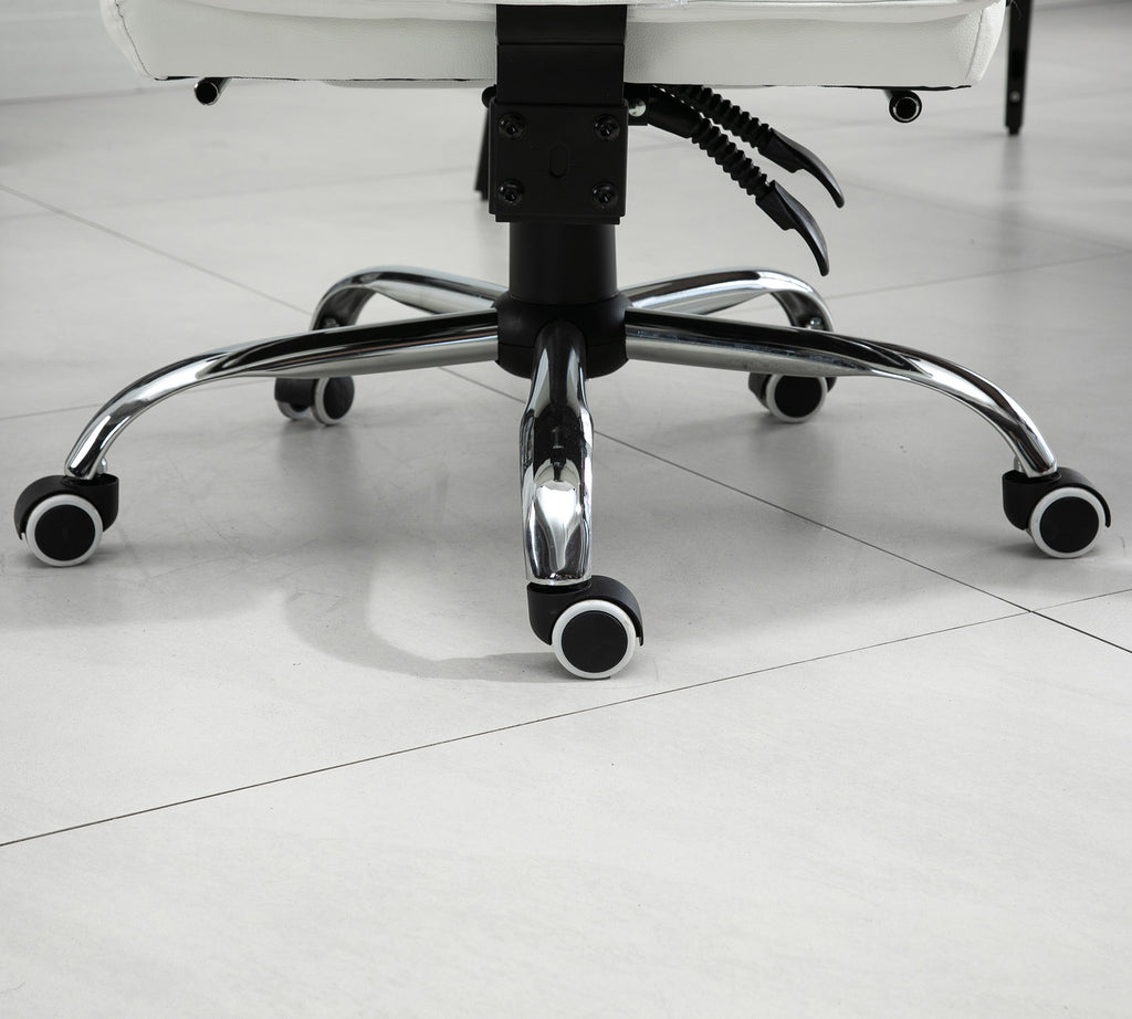 Fauteuil de bureau, chaise bureau ergonomique avec dossier inclinable, hauteur réglable, 66 x 72 x 130 cm, blanc-7