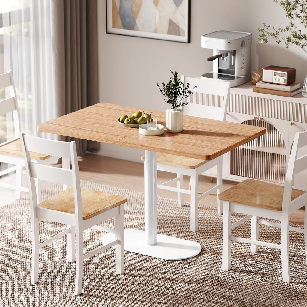 Table à manger rectangulaire pour 6 personnes, 120 x 70 x 75 cm, table de cuisine piétement et plateau épais chêne blanc-7
