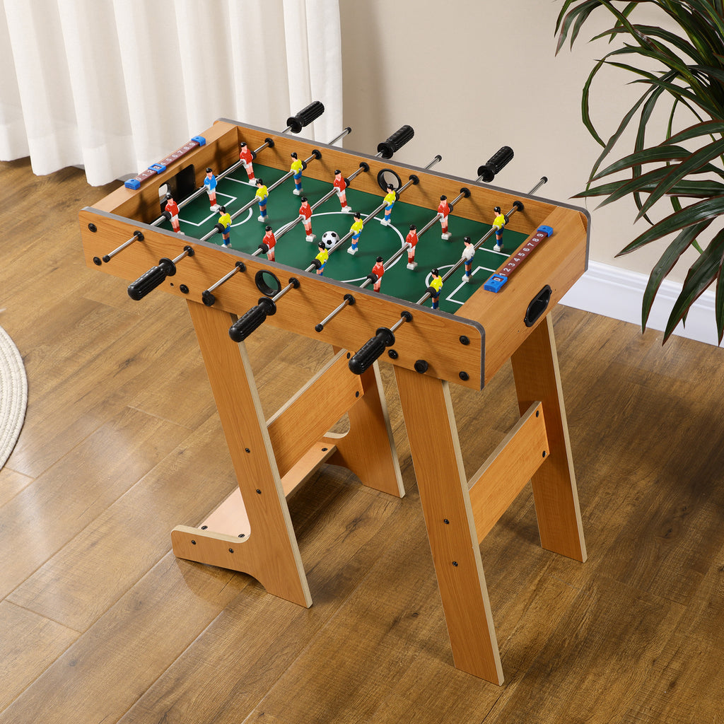 Babyfoot pliable en bois avec 18 joueurs, 2 ballons, 6 tiges et tableau de bord, pour adulte et enfant,  69 x 37 x 70 cm-1