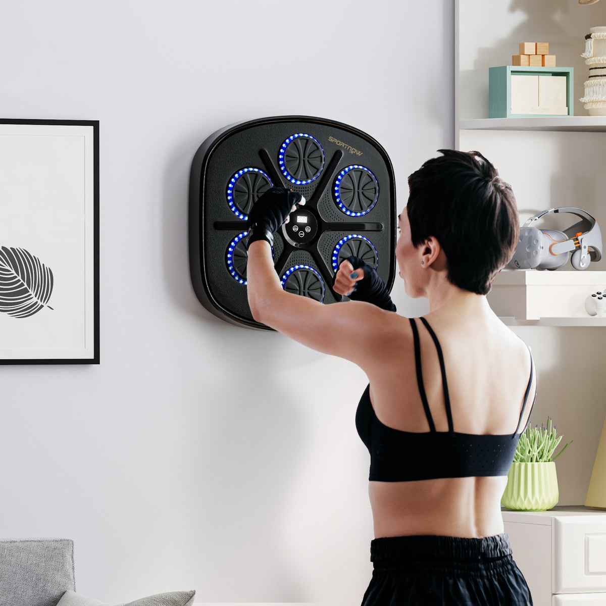 Machine de boxe musicale boxe mural musique avec 9 vitesses et modes Bluetooth gants de boxe 41,8 x 44,6 x 7,5 cm noir-9