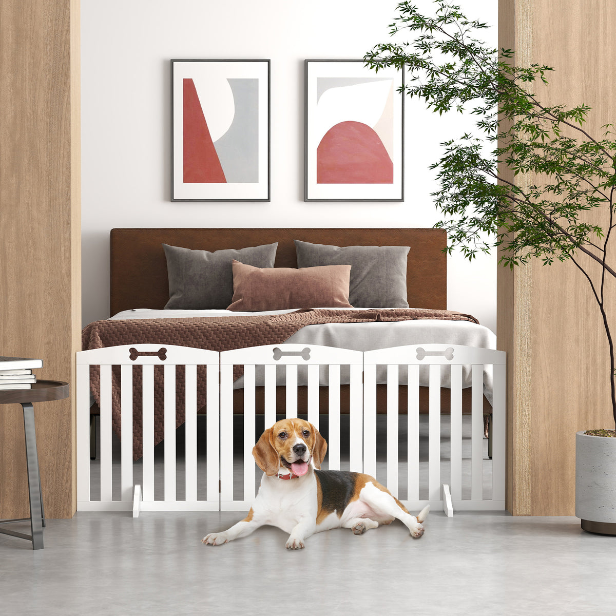 Barrière de sécurité chien barrière pliable pour chien pieds de support pointes antidérapantes 155 x 30 x 61 cm blanc-1