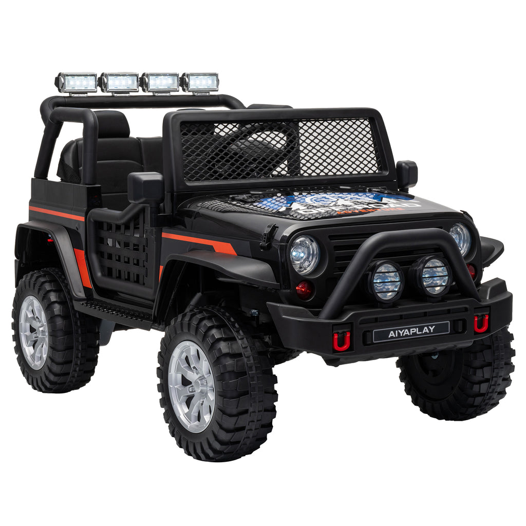 Voiture électrique enfant 2 places 12,8 V, 2 moteurs, batterie lithium, télécommande parentale, noir-0