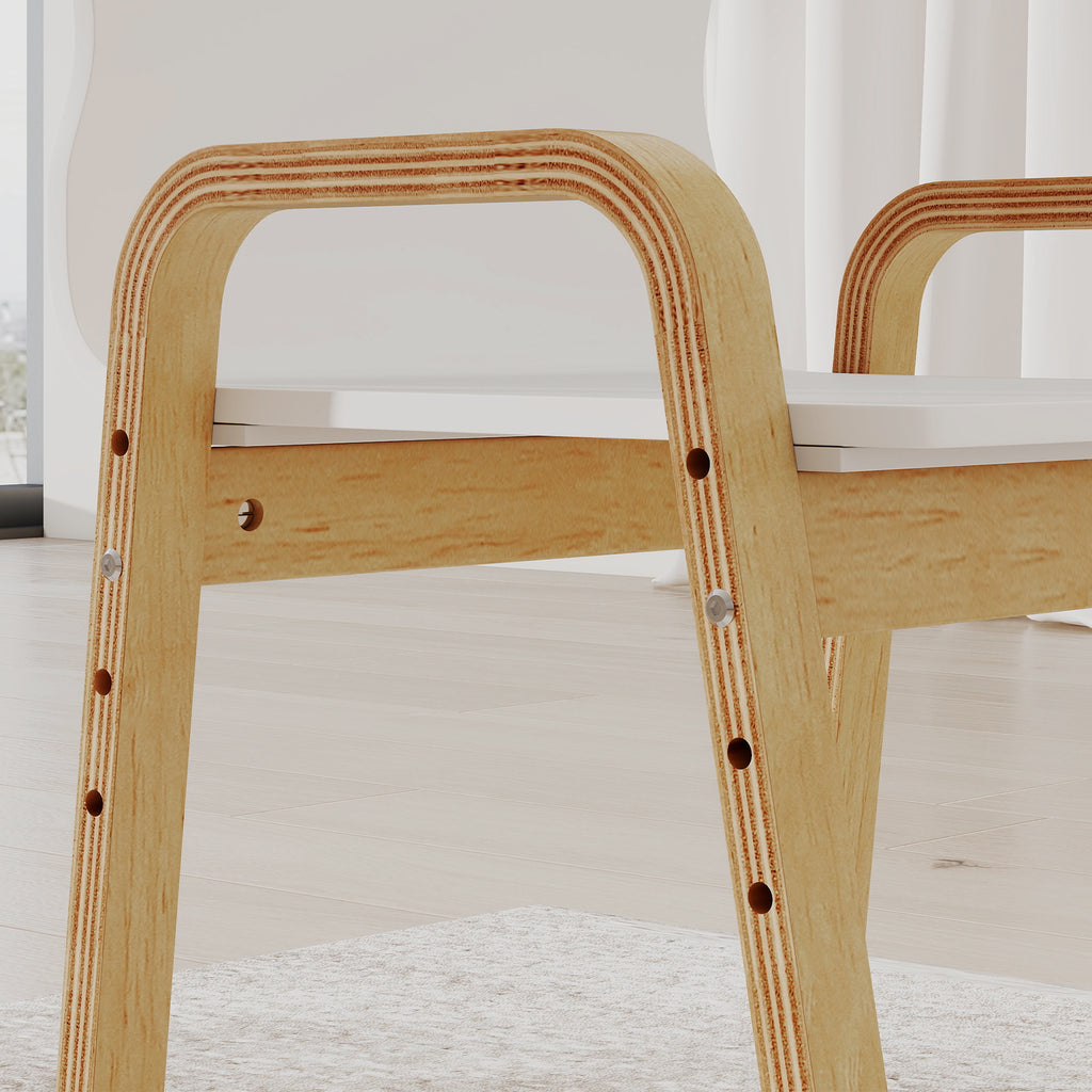 Lot de 2 chaises pour enfants réglables en hauteur fauteuil enfants en bois massif avec accoudoirs 39x34x61,5cm blanc-7