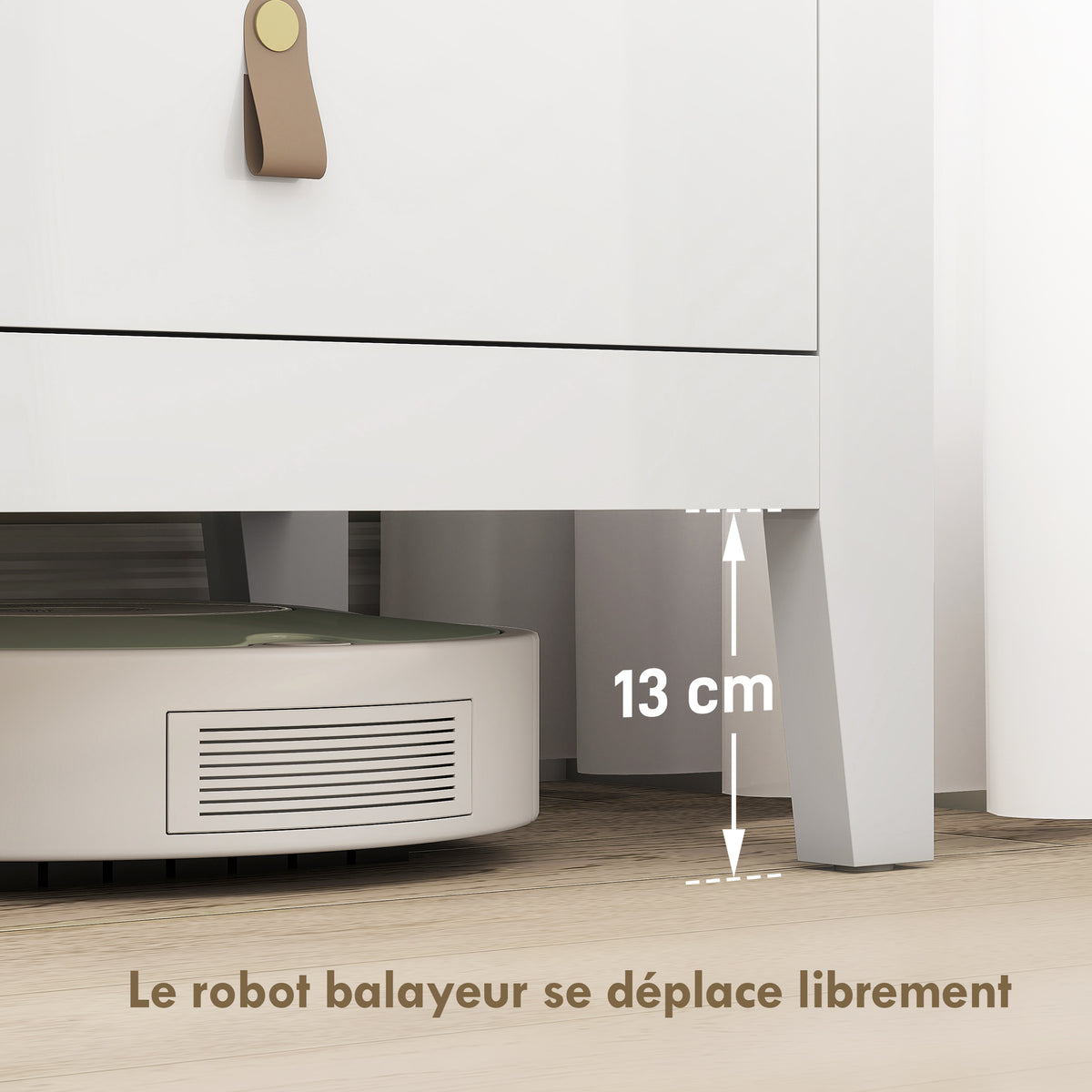 Commode 6 tiroirs meuble de rangement style contemporain avec poignées en polyuréthane, 120 x 40 x 78 cm, blanc-7