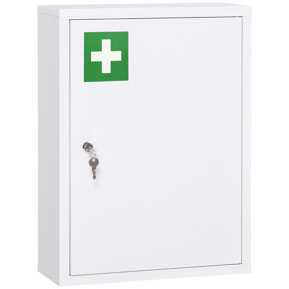 Armoire à pharmacie murale en acier, armoire à médicaments à 3 niveaux porte verrouillable 2 clés, 40x15x53,5cm, blanc-0